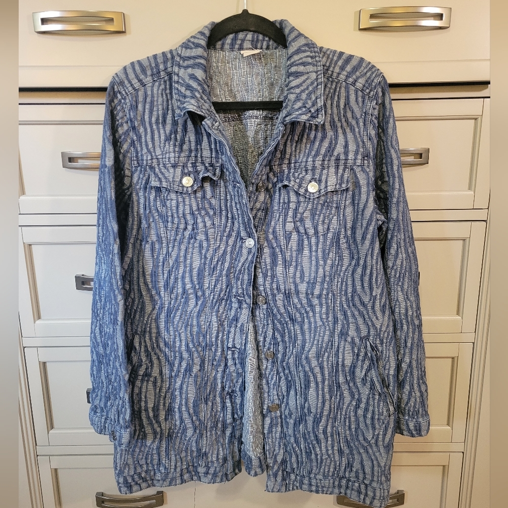 Chico's patterned jean jacket